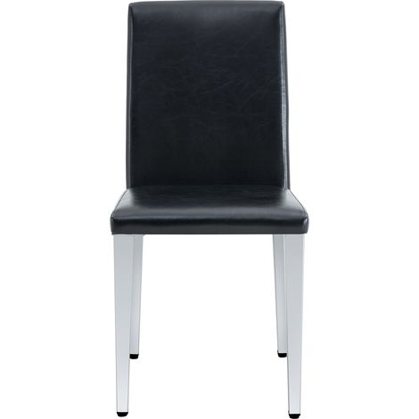 Set di 6 sedie da pranzo minimaliste in similpelle nera e metallo argento HOMVRA (1/5)