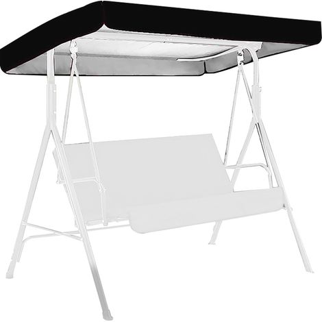 Housse de remplacement imperméable pour balancelle de jardin, couverture anti-pluie 190T argentée 190x132x15cm/20cm noir (1/5)