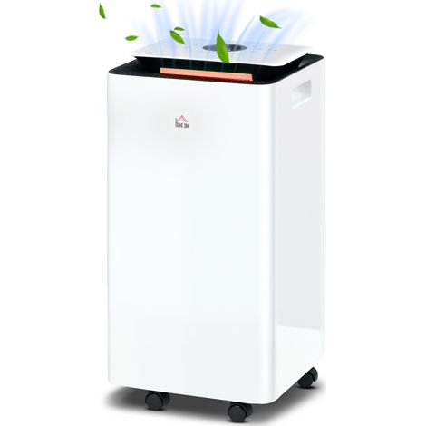 Déshumidificateur électrique 10L/jour 5 modes 2 vitesses temporisées réservoir 2,5L 25x25x50,5cm blanc