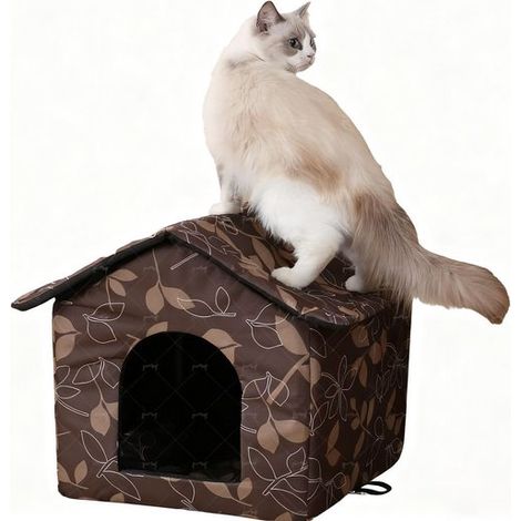 Niche extérieure pour chat - Isolée et résistante à l'hiver - Imperméable - Pliable - Pour chats et petits animaux - Taille S (1/5)