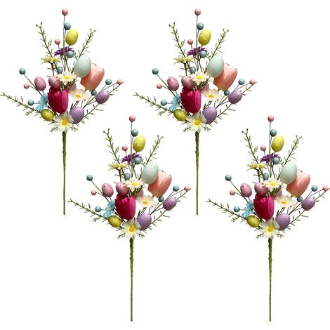 15,8 Zoll (ca. 40 cm) große künstliche Osterblumen mit Beeren, Eiern, flexiblen Stahldrähten und Zweigen für die Feiertage (1/2)