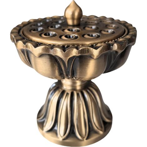 Porte Encens,Design Fleur de Lotus en Métal,Bruleur Encens pour Méditation,Yoga,Zen,Aromathérapie (1/5)
