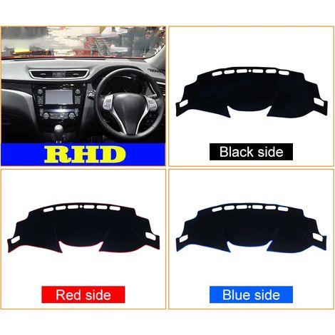 (Black Sidel T32 RHD) Convient aux Nissan Qashqai J11 X-Trail X-Trail T32 2014-2019. Housse de tableau de bord, tapis de protection solaire, accessoires pour tableau de bord et console centrale. (1/5)