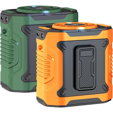 Ventilateur D'extérieur Anti-Chute, Rechargeable à Clipser, Portable, avec Cordon, Batterie 4000 Mah, Idéal for Le Bureau, La Maison Ou Les Voyages(Green+Orange) (1/5)
