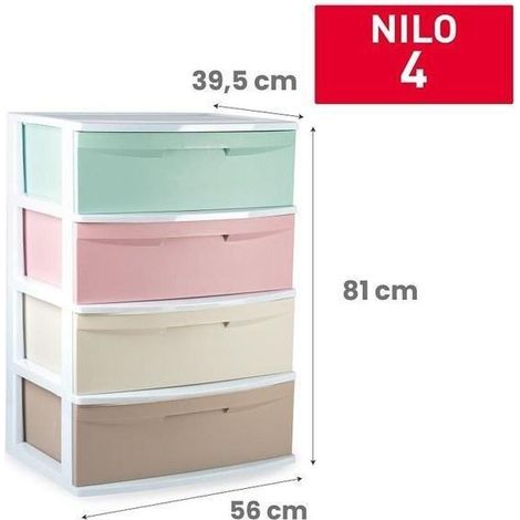 cajonera armario clasificador nilo 4 cajones plasticos colores 56x81x39,5 cms  vrm