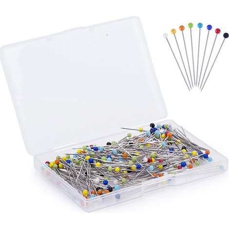 500 Stecknadeln für Stoff, gerade Stecknadeln mit farbigem Glas