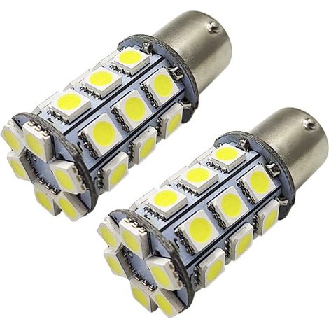 Lot de 2 ampoules LED 1156 super lumineuses 6–30 V 5050 30 SMD LED de recul de clignotants de recul, 6000 K Blanc