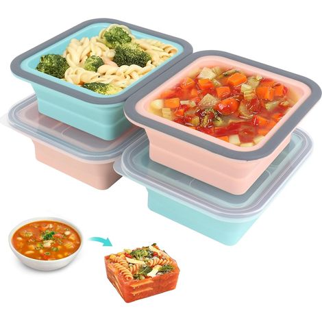 Silicone Freezer Tray with Lid, 4 Pieces, 500 ml Extra Large Silicone Freezer Container, Soup Freezer Ice Cube Tray, BPA-Free, Stackable Souper Cube Silicone Freezer Mould for Broth, Ice Cubes
