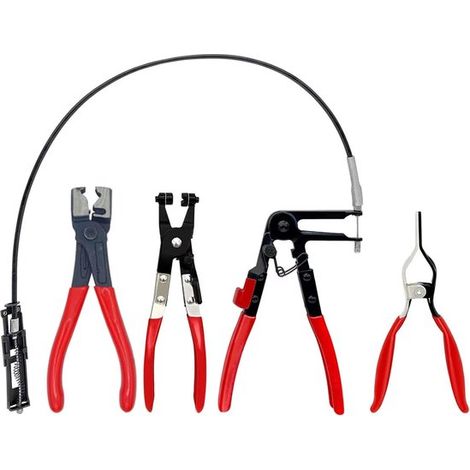 Set di 4 pinze per fascette stringitubo, pinze per fascette a molla, estrattore per fascette stringitubo autotensionanti, pinze per fascette stringitubo con filo lungo per (1/5)