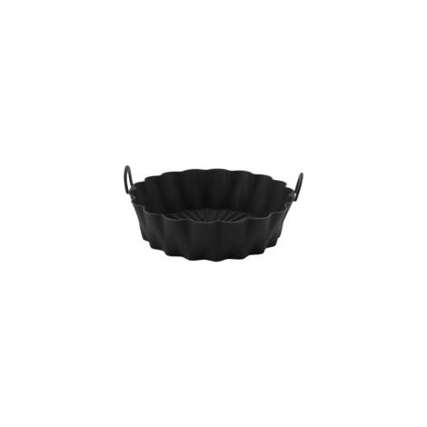 Plateau rond en silicone pour friteuse à air – 7,5 pouces – Résistant à la chaleur – Noir (1/5)
