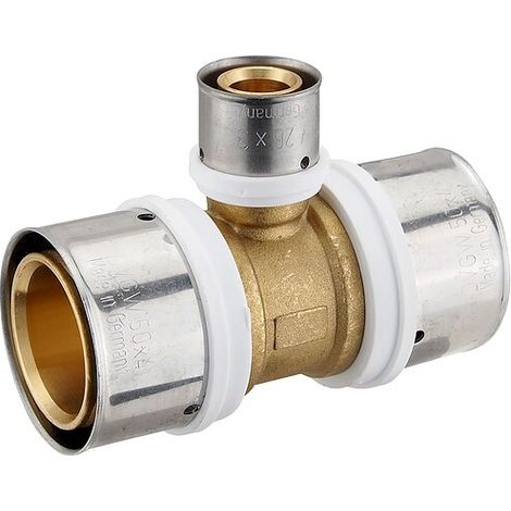 Pressfitting-T-Stück - Mittelabgang reduziert - 50 x 4,0 - 26 x 3,0 - 50 x 4,0 mm für Verbundrohr