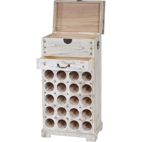 Etagère à vin Lucan pour 20 bouteilles / mobilier de bois / style Shabby Chic - blanc (1/5)