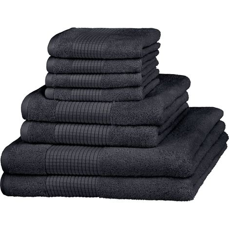 Set de Serviettes Absorbant, Doux et Non Pelucheux éponge de Luxe 100% Coton 590 GSM Set économique 8 pc 4 essuies invités, 2 Mains, 2 Serviettes Douche (1/5)