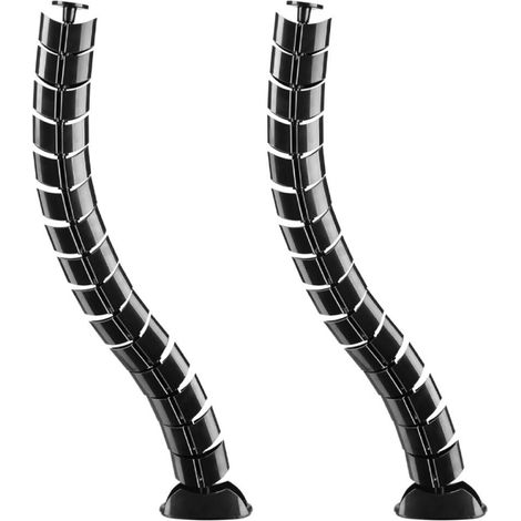 Kit organizador de cables flexible y ajustable para escritorio, color negro, 2 piezas (ovalado, 74,5 cm). (1/5)