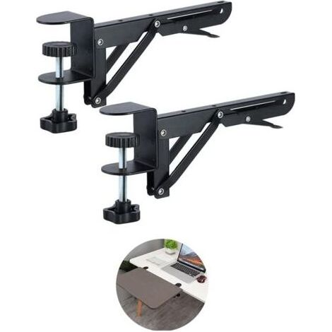 Pince D'extension de Bureau (Planche Non Incluse) pour Plateau Pliable pour Tiroir de Clavier, Repose-Poignet, Support pour Ordinateur, Noir (1/5)