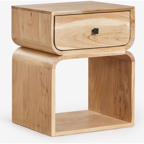 SKLUM Ferni Nachttisch aus Holz 40x35 cm              Rustikales Akazienbraun                     