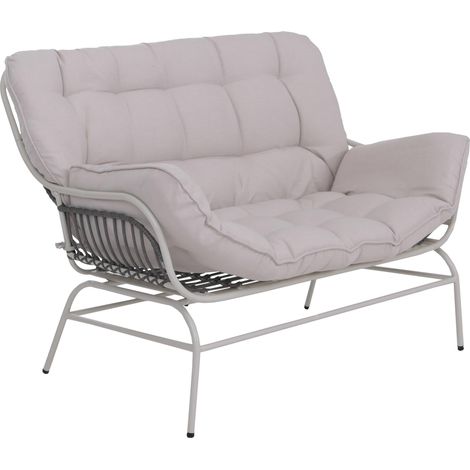 Canapé 2 places HWC-P75, canapé de jardin, banc de jardin, canapé 2 places, tissu 220 g/m2, polyroti