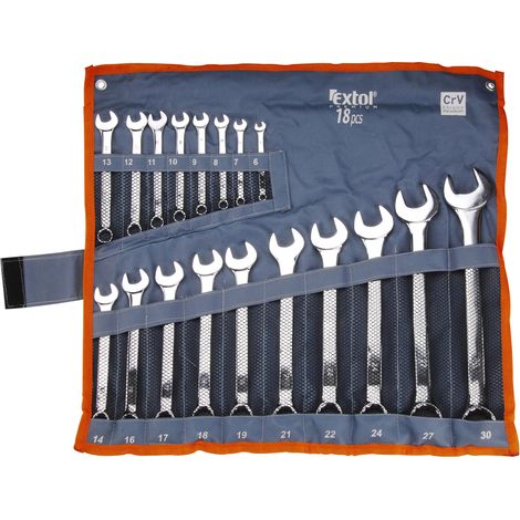 EXTOL PREMIUM Kombinationsschlüsselsatz, 18-teilig, 6-30 mm, 6734