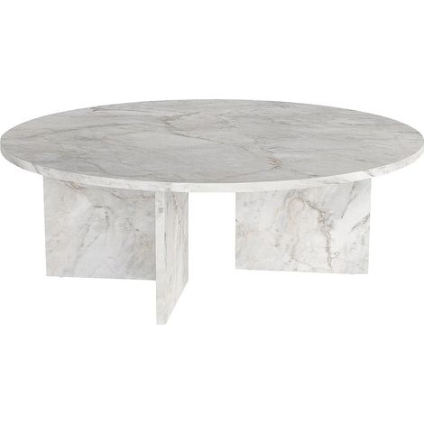 Tavolino rotondo Effetto marmo Bianco - TOPANIA (1/5)