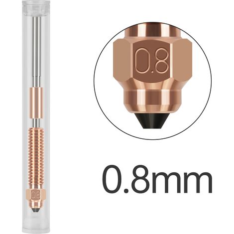 Buse 3D 0.8mm cuivre plaqué acier trempé pour Creality K1C K1 Max Ender 3 V3, buse bimétallique intégrée avec tube titane, imprimante 3D haut débit (1/5)