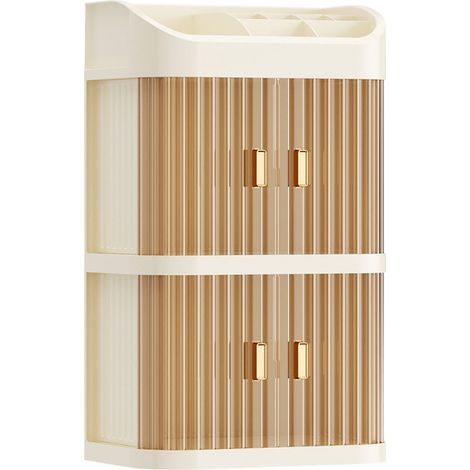Boite De Rangement Pour Maquillage - 3 Etages - Porte Transparente En Acrylique - Bureau Chambre Salle De Bain - 1 Unite (1/5)