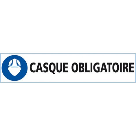Signalisation CASQUE OBLIGATOIRE (E0591) - Adhésif - 450 x 100 mm