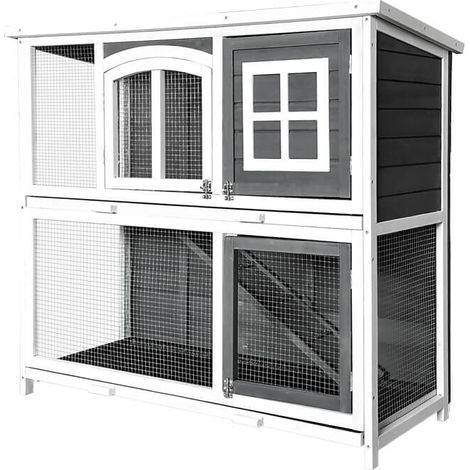 HOME DELUXE Kaninchenstall aus Holz MINO – 122 x 108 cm I Wetterfestes Tannenholz-Gehege für drinnen & draußen Kaninchenstall aus Holz, Kaninchenkäfig für draußen,