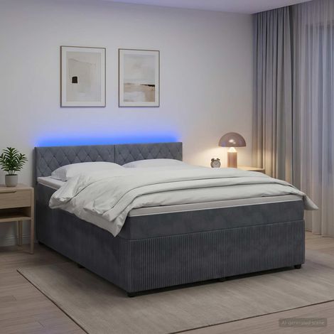 Lit boxspring avec matelas Gris foncé 140 x 190 cm Velours (1/5)