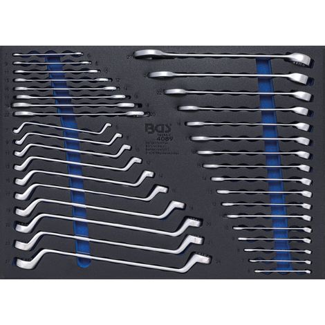 BGS  3/3  Inserción  para carro  de taller:  Juego  de llaves  combinadas  y de  carraca  de 35  piezas  - 4089 (1/2)
