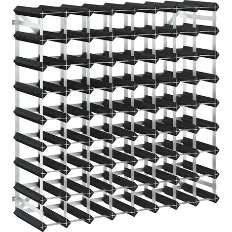 vidaXL Wine Rack for 72 Bottles Black Solid Pine Wood