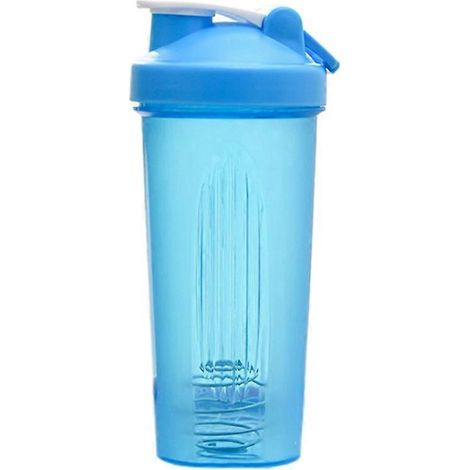 Gobelet mélangeur portable et pratique pour le sport, 600 ml, en plastique bleu, pour adultes. (1/5)