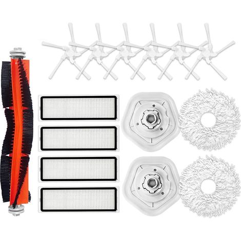 Replacement Accessory Set Robot Vacuum Cleaner Parts for Dreame Bot W10/W10 Pro, 1 Roller Brush + 4 Filters + 6 Side Brushes + 2 Cloths + 2 Mop Holders (1/5)