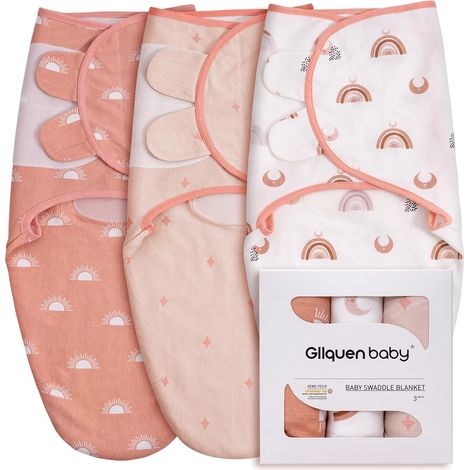 BABY 0-3 Mois Pucksack bébé Swaddles bébé Gigoteuse Nouveau-nés, Gigoteuse pour Tout-Petits, Unisexe, Lot de 3 Langes, 100% Coton Bio（Le café） (1/5)