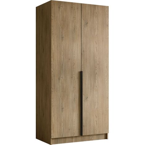 Armario Closico Staton I, Lighmadera + Negro, 215x100x58cm, Puertas de armario: Con bisagras, Número de estantes: 0