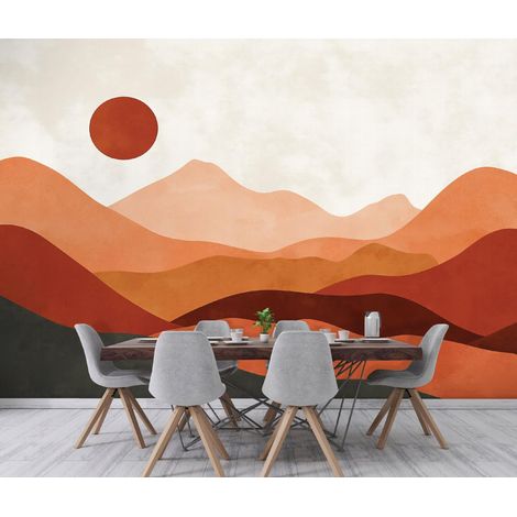 Fototapete Kunst Deco Berge Landschaft, für Wohnzimmer und Schlafzimmer, 150 x 105 cm – Komplettset inkl. Kleister & Anleitung (1/5)