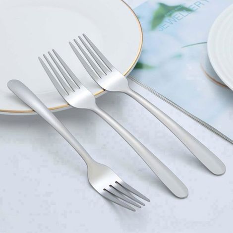 Fourchette - Acier Inoxydable - 18.5 cm - Pour Steak et Dîner - 10 Pièces (1/5)