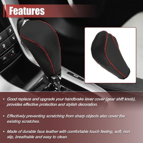 Housse de pommeau de levier de vitesse Voiture Auto Vitesses Pommeau Décoratif Couverture Protecteur avec Rouge Filetage (1/5)