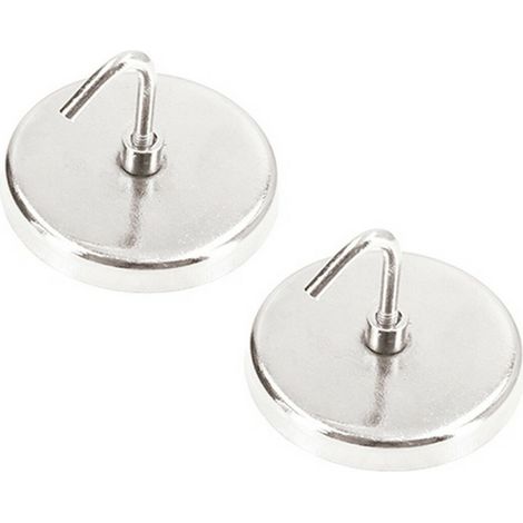 Ferrestock FSKNDB008 Magnethaken de Neodym 5cm de Durchmesser Tragfähig de bis zu 6,8kg de Gewicht, 2 Stück, aus Edelstahl