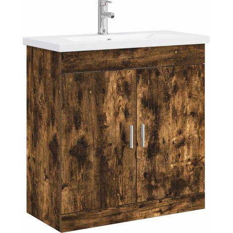 Juego de muebles de baño Roble Ahumado 81 x 40 x 84,5 cm vidaXL (1/5)