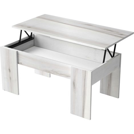 Mesa de Centro Elevable Low Estilo Contemporáneo en Color Blanco Albo 100x50 cm