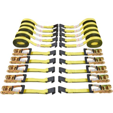 VEVOR 10 Piezas Correas de Trinquete con Gancho Plano Resistencia a la Rotura de 4536 kg Incluye 10 Bridas de Trinquete 0,05 m x 9 m con Asas Acolchadas para Motocicletas Portaequipajes Remolques