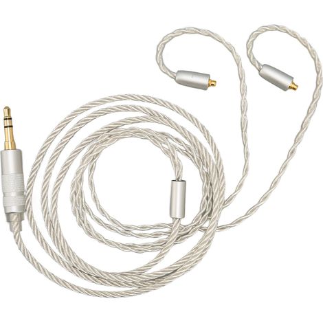 Câble de remplacement pour écouteurs HiFi en cuivre plaqué argent, 4 cœurs MMCX vers prise jack 3,5 mm, 1,2 m