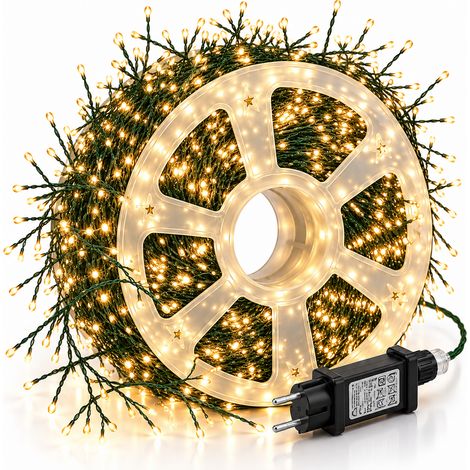 Catena Luminosa a Grappolo 1000 Micro LED 15 m Bianco Caldo IP44 (1/5)