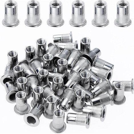 200 Pièces Rivet Ecrou M3, Écrous à Rivets en Acier Inox, Assortiment M3 Ecrou Insert Filetés Tête Plate pour Métal Plastique (7 mm x 9 mm) (1/5)