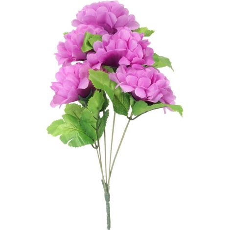 Un bouquet de 5 chrysanthèmes artificiels violets - une décoration pour la Toussaint (1/2)