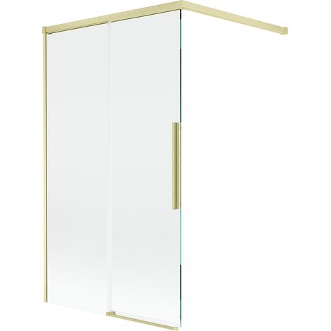 Mexen Rox paratia per vasca a 2 ante scorrevoli 100 x 150 cm, trasparente, oro spazzolato - 8C9-100-003-55-00