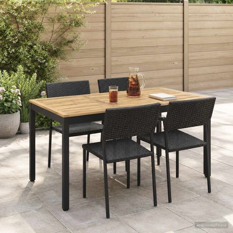vidaXL Tavolo da cena da giardino Bianco e Nero 141 x 80,5 x 75 cm