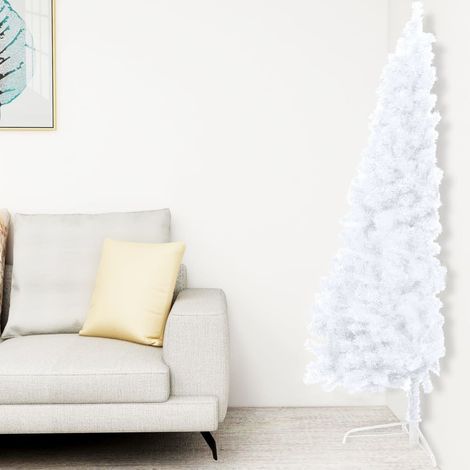 INLIFE Sapin de Noël artificiel moitié avec support PVC Blanc 150 cm (1/5)