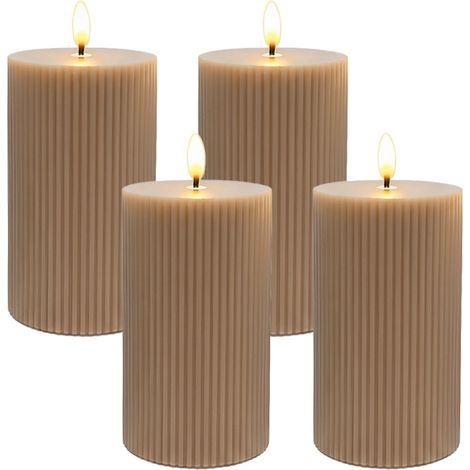 LED-Kerzen aus echtem Wachs, flammenlos, warmweißes Flackern