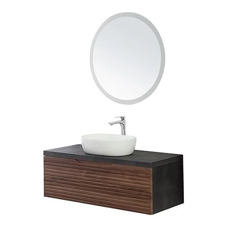 Mobile da bagno sospeso 110cm noce con 2 cassetti Ravello Feridras (1/3)